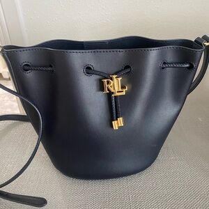 Ralph Lauren navy Andie small bucket bag.  Worn 2x